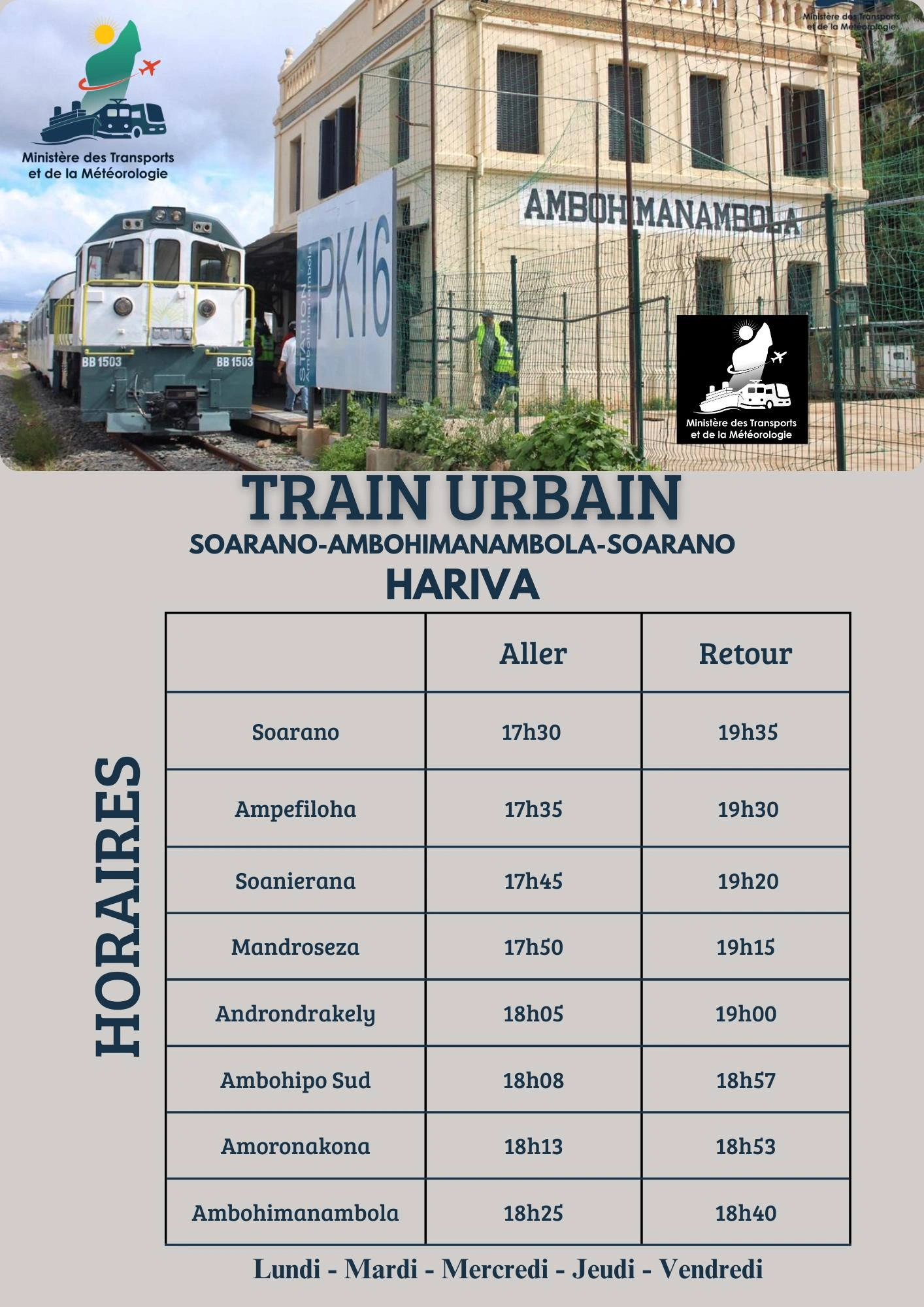 Les Tananariviens disposent d’une nouvelle offre de transport public avec la mise en service officielle du train urbain