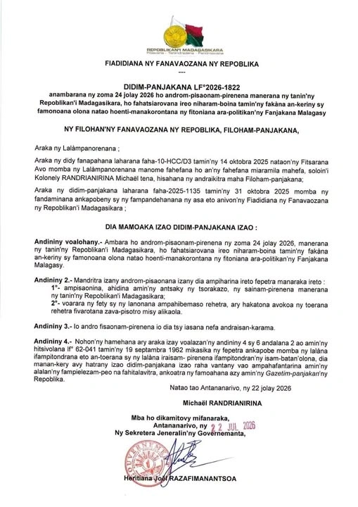 Décret de deuil national à Madagascar face à la recrudescence de l'insécurité